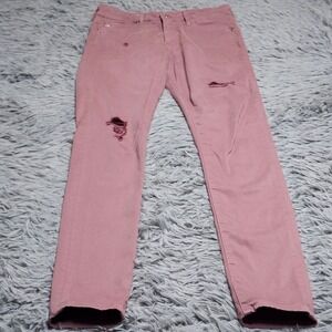 AG Adriano Goldschmied Jeans Womens 26R Farrah Skinny Ankle Rose Pink Distressed